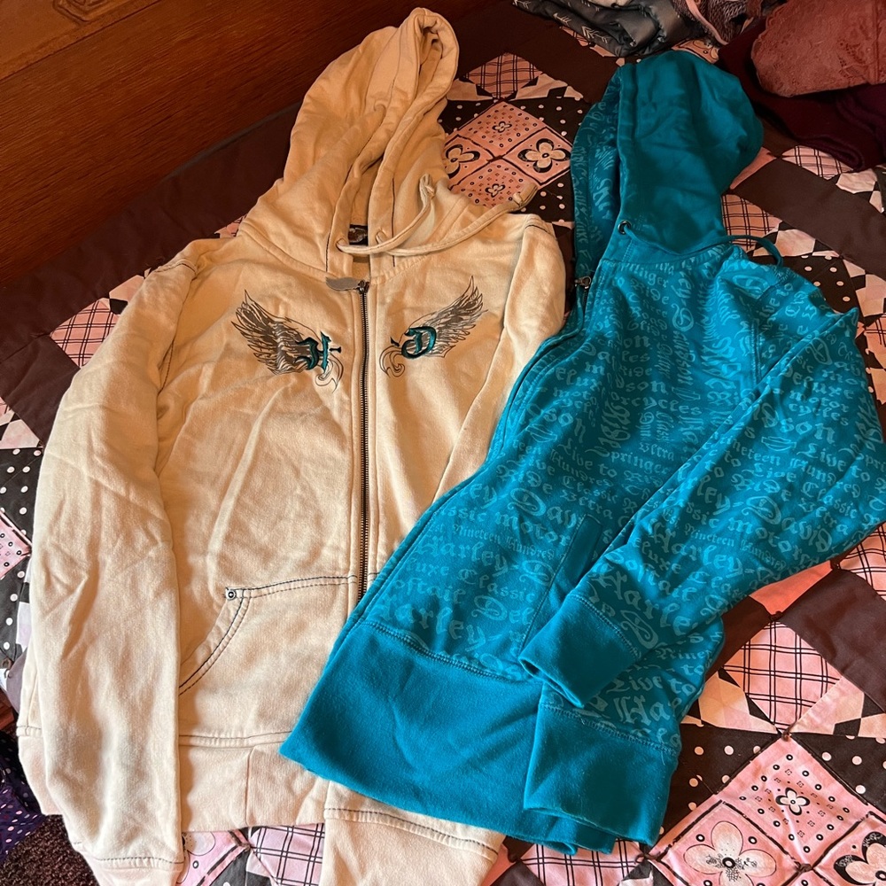 2 Harley Davidson Zip Up Sweatshirt